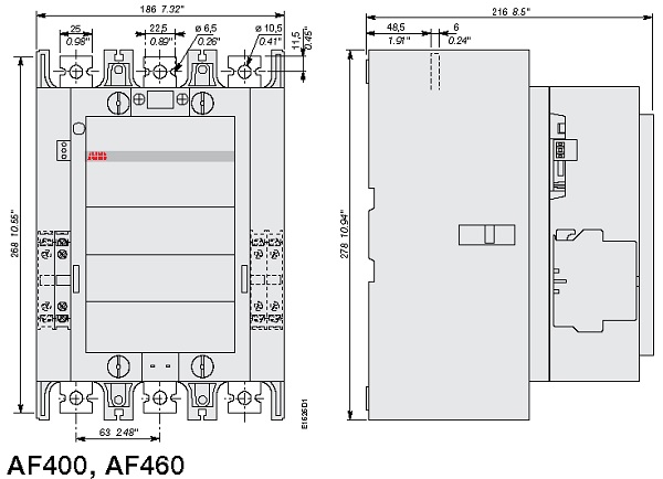Основные габаритные размеры AF400