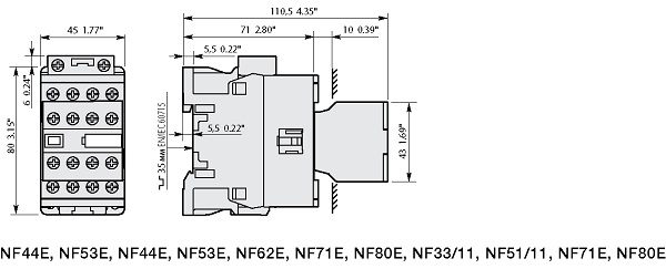 Основные габаритные размеры NF44E