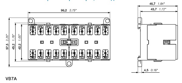 VB7A Трехполюсные реверсивные миниконтакторы — со штыревым подключением