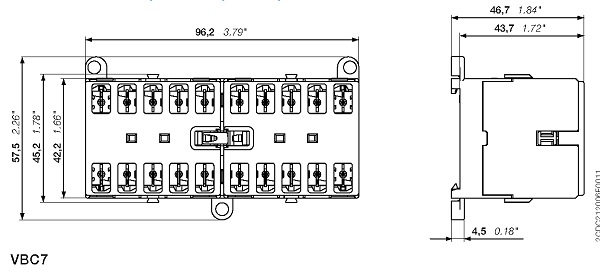 VBC7 Трехполюсные реверсивные миниконтакторы — со штыревым подключением