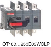Рубильник реверсивный OT160E03WCLP (с ручкой) переключение без разрыва тока