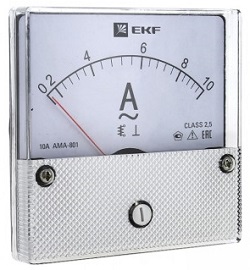 Амперметр AMA-801 аналоговый на панель (80х80) круглый вырез 10А прямое подключение EKF PROxima