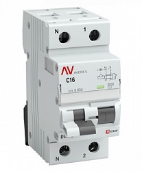 rcbo10-1pn-16D-100-a-av Автоматический выключатель дифференциального тока DVA-10 1P+N 16А (D) 100мА (A) 10кА AVERES EKF