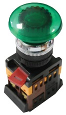 Кнопка AELA-22 зеленая с подсветкой NO+NC 220В Грибок PROxima EKF 