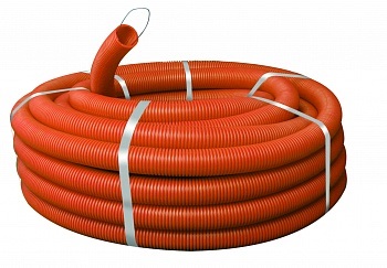 Труба ПНД гибкая гофрированная d32мм, тяжёлая с протяжкой, 25м, оранжевый, EKF PROxima