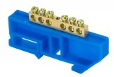 Шина '0' N (6х9мм) 6 отверстий латунь синий изолятор на DIN-рейку EKF PROxima