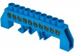 Шина '0' N (8х12мм) 10 отверстий латунь синий нейлоновый корпус комбинированный розничный стикер EKF PROxima
