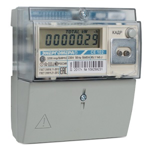 Счетчик электроэнергии однофазный CE102 R5.1 145-J, 4Т, 5 (60) А, 230 В, кл. точности 1, Оптопорт, ЖКИ