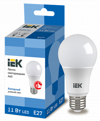 Лампа светодиодная LED A60 шар 11Вт 230В 6500К E27 IEK 