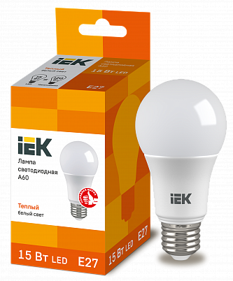 Лампа светодиодная LED A60 шар 15Вт 230В 3000К E27 IEK