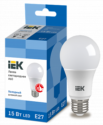 Лампа светодиодная LED A60 шар 15Вт 230В 6500К E27 IEK 