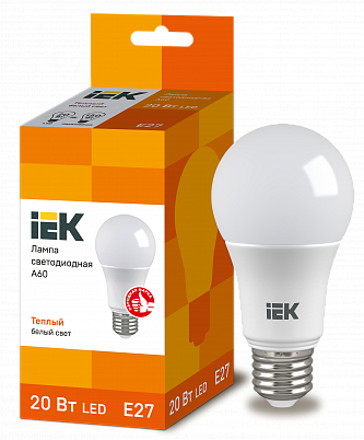 Лампа светодиодная LED A60 шар 20Вт 230В 3000К E27 IEK