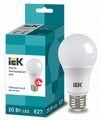 Лампа светодиодная LED A60 шар 20Вт 230В 4000К E27 IEK 