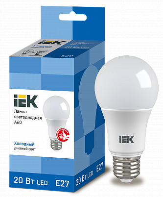 Лампа светодиодная LED A60 шар 20Вт 230В 6500К E27 IEK
