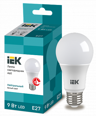 Лампа светодиодная LED A60 шар 9Вт 230В 4000К E27 IEK 