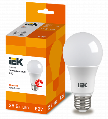 Лампа светодиодная LED A80 шар 25Вт 230В 3000К E27 IEK 