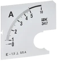 IPA10D-SC-0005 Шкала сменная для амперметра Э47 5/5А-1,5 72х72 мм IEK