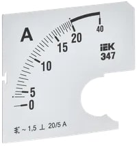 IPA10D-SC-0020 Шкала сменная для амперметра Э47 20/5А-1,5 72х72 мм IEK