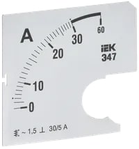 IPA10D-SC-0030 Шкала сменная для амперметра Э47 30/5А-1,5 72х72 мм IEK