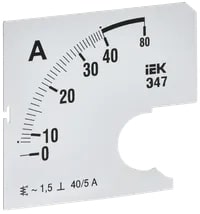 IPA10D-SC-0040 Шкала сменная для амперметра Э47 40/5А-1,5 72х72 мм IEK