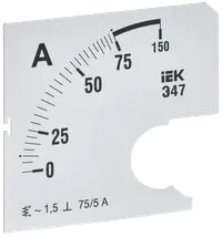 IPA10D-SC-0075 Шкала сменная для амперметра Э47 75/5А-1,5 72х72 мм IEK