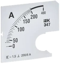 IPA10D-SC-0200 Шкала сменная для амперметра Э47 200/5А-1,5 72х72 мм IEK