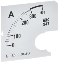 IPA10D-SC-0300 Шкала сменная для амперметра Э47 300/5А-1,5 72х72 мм IEK
