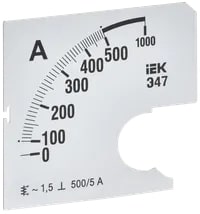 IPA10D-SC-0500 Шкала сменная для амперметра Э47 500/5А-1,5 72х72 мм IEK