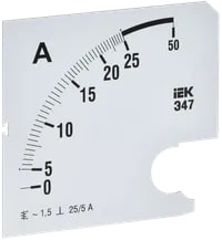 IPA20D-SC-0025 Шкала сменная для амперметра Э47 25/5А-1,5 96х96 мм IEK