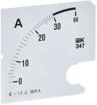 IPA20D-SC-0030 Шкала сменная для амперметра Э47 30/5А-1,5 96х96 мм IEK