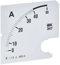 IPA20D-SC-0040 Шкала сменная для амперметра Э47 40/5А-1,5 96х96 мм IEK