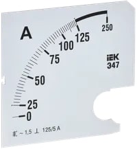 IPA20D-SC-0125 Шкала сменная для амперметра Э47 125/5А-1,5 96х96 мм IEK