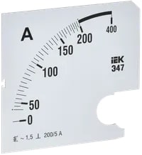 IPA20D-SC-0200 Шкала сменная для амперметра Э47 200/5А-1,5 96х96 мм IEK