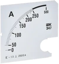 IPA20D-SC-0250 Шкала сменная для амперметра Э47 250/5А-1,5 96х96 мм IEK