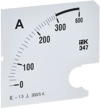 IPA20D-SC-0300 Шкала сменная для амперметра Э47 300/5А-1,5 96х96 мм IEK