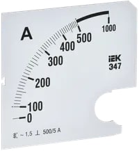 IPA20D-SC-0500 Шкала сменная для амперметра Э47 500/5А-1,5 96х96 мм IEK