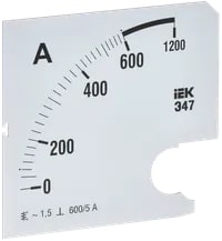 IPA20D-SC-0600 Шкала сменная для амперметра Э47 600/5А-1,5 96х96 мм IEK