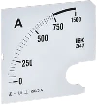 IPA20D-SC-0750 Шкала сменная для амперметра Э47 750/5А-1,5 96х96 мм IEK