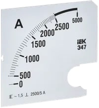 IPA20D-SC-2500 Шкала сменная для амперметра Э47 2500/5А-1,5 96х96 мм IEK