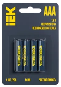AAK-NIMH-03-1100-L04 Аккумулятор GREEN Ni-MH AAA 1100мАч (4шт/блистер) IEK
