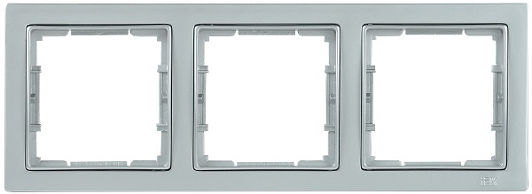 Рамка 3-местная квадратная РУ-3-БС BOLERO Q1 серебряный IEK
