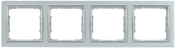Рамка 4-местная квадратная РУ-4-БС BOLERO Q1 серебряный IEK