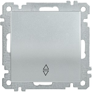 Выключатель 1-клавишный проходной ВС10-1-2-Б 10А BOLERO серебряный IEK