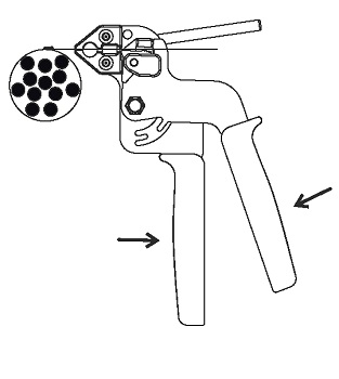 Затяжка хомута с помощью пистолета ПКХ-600G