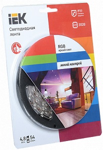 Лента LED 5м блистер LSR-3528RGB54-4.8-IP20-12V Мультиколор IEK-eco