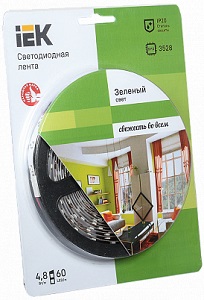 Лента LED 5м блистер LSR-3528G60-4.8-IP20-12V Зеленый IEK-eco