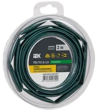 UDR12-003-D15-002-K06-T Трубка термоусадочная ТТУ нг-LS 3/1,5 зеленая (2м/упак) IEK