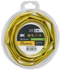 UDR12-004-002-002-K52-T Трубка термоусадочная ТТУ нг-LS 4/2 жёлто-зелёная (2м/упак) IEK