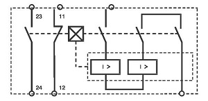 Однополюсный автоматический выключатель в трехполюсном габарите с 1 размыкающим и 1 замыкающим контактами