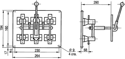  Рубильник РЦ-1, РЦ-2, РЦ-4, РЦ-6 с центральным приводом для ВРУ.